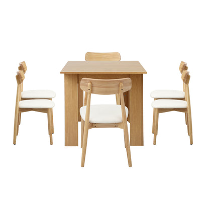 Oikiture 200cm Extendable Dining Table with 6x Dining Chairs PU Leather Natural-Dining Sets-PEROZ Accessories