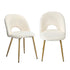 Oikiture 2PCS Dining Chairs Armchair Sherpa Golden White-Dining Chair-PEROZ Accessories