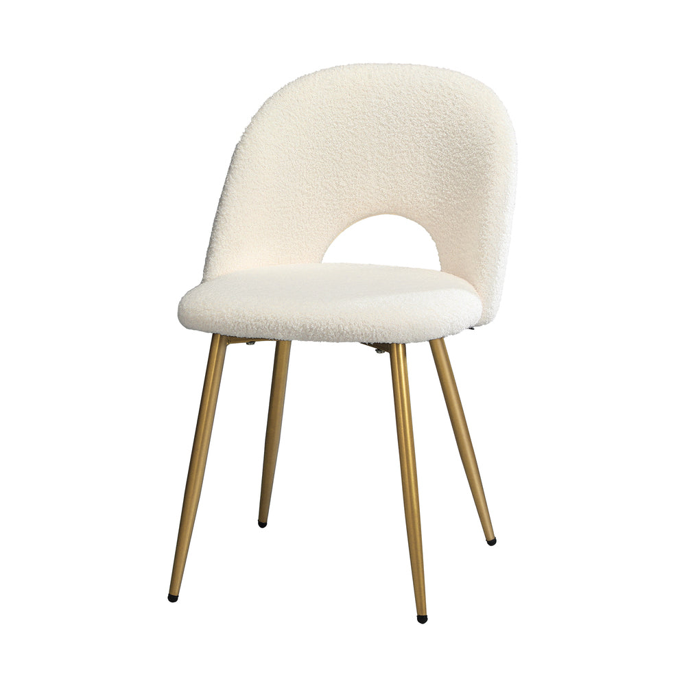 Oikiture 2PCS Dining Chairs Armchair Sherpa Golden White-Dining Chair-PEROZ Accessories