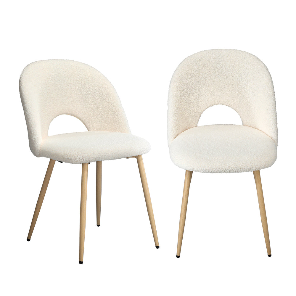 Oikiture 2PCS Dining Chairs Armchair Sherpa Wooden White-Dining Chair-PEROZ Accessories