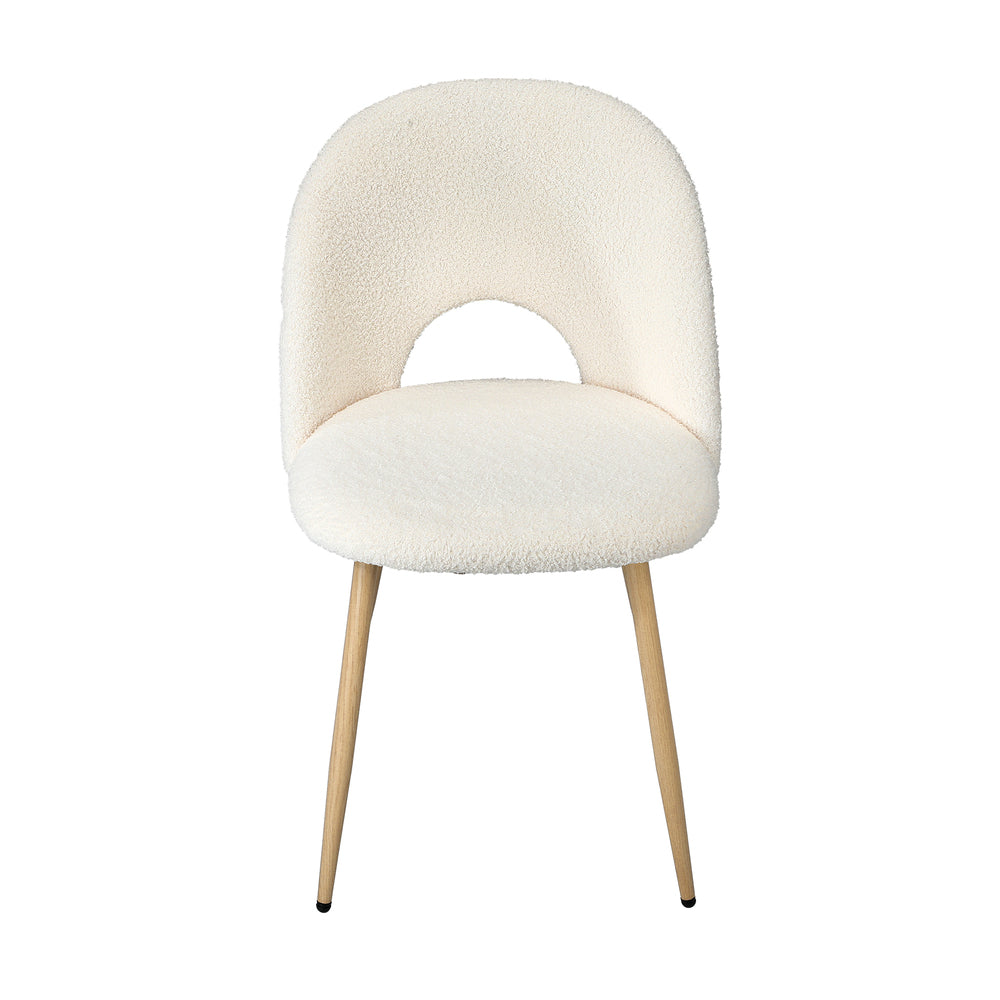Oikiture 2PCS Dining Chairs Armchair Sherpa Wooden White-Dining Chair-PEROZ Accessories