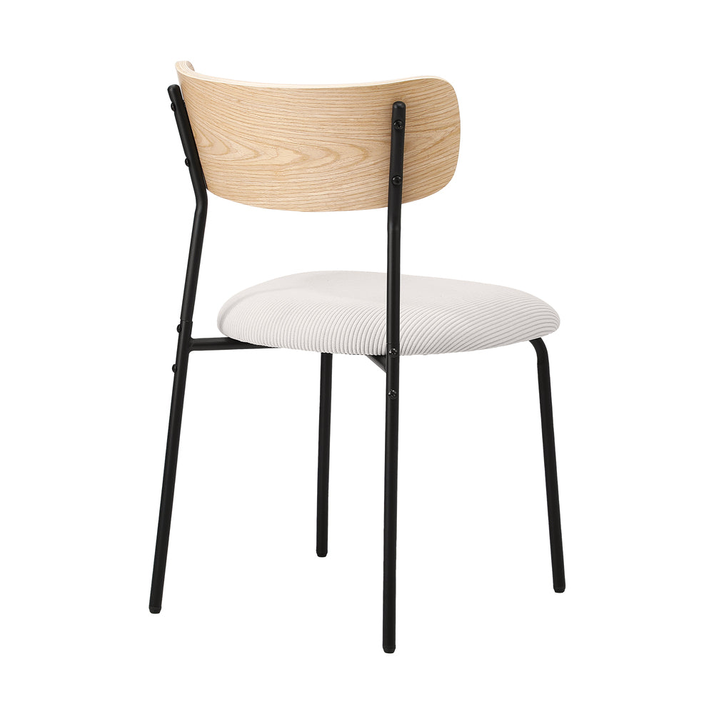 Oikiture 2PCS Dining Chairs Padded Kitchen Chair Corduroy Beige-Dining Chair-PEROZ Accessories