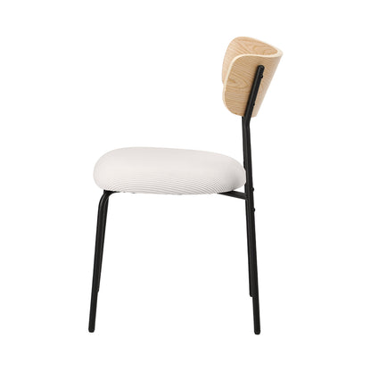 Oikiture 2PCS Dining Chairs Padded Kitchen Chair Corduroy Beige-Dining Chair-PEROZ Accessories