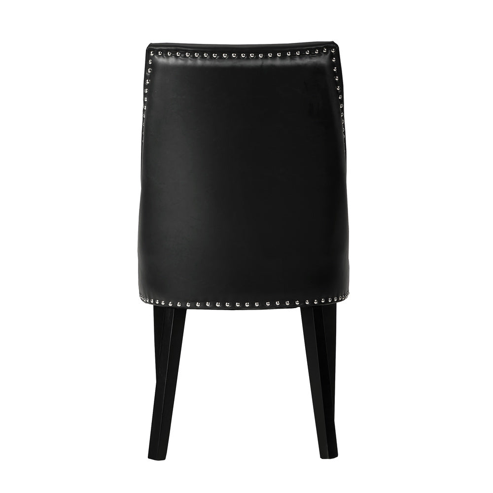 Oikiture 2PCs PU Leather Dining Chair Kitchen Padded Seat Design Black-Dining Chair-PEROZ Accessories