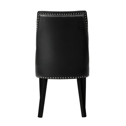 Oikiture 2PCs PU Leather Dining Chair Kitchen Padded Seat Design Black-Dining Chair-PEROZ Accessories