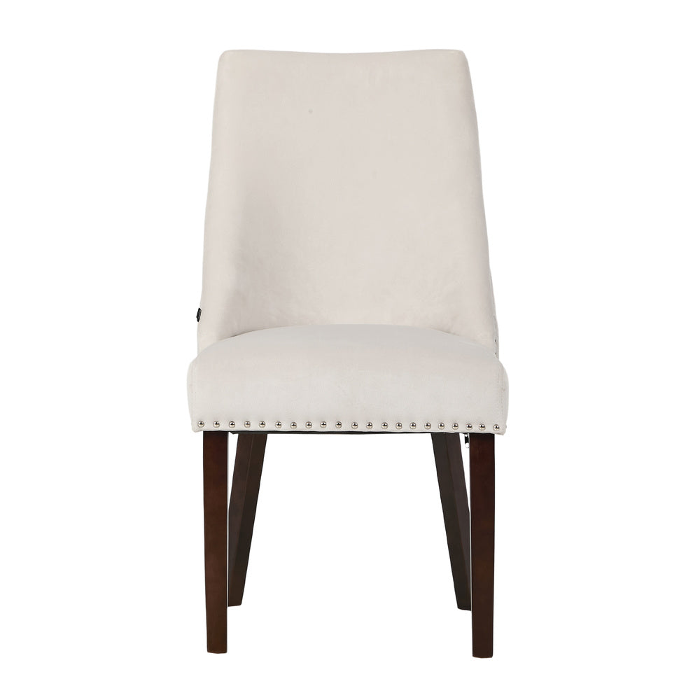 Oikiture 2PCs Velvet Dining Chair Kitchen Padded Seat Design Beige-Dining Chair-PEROZ Accessories