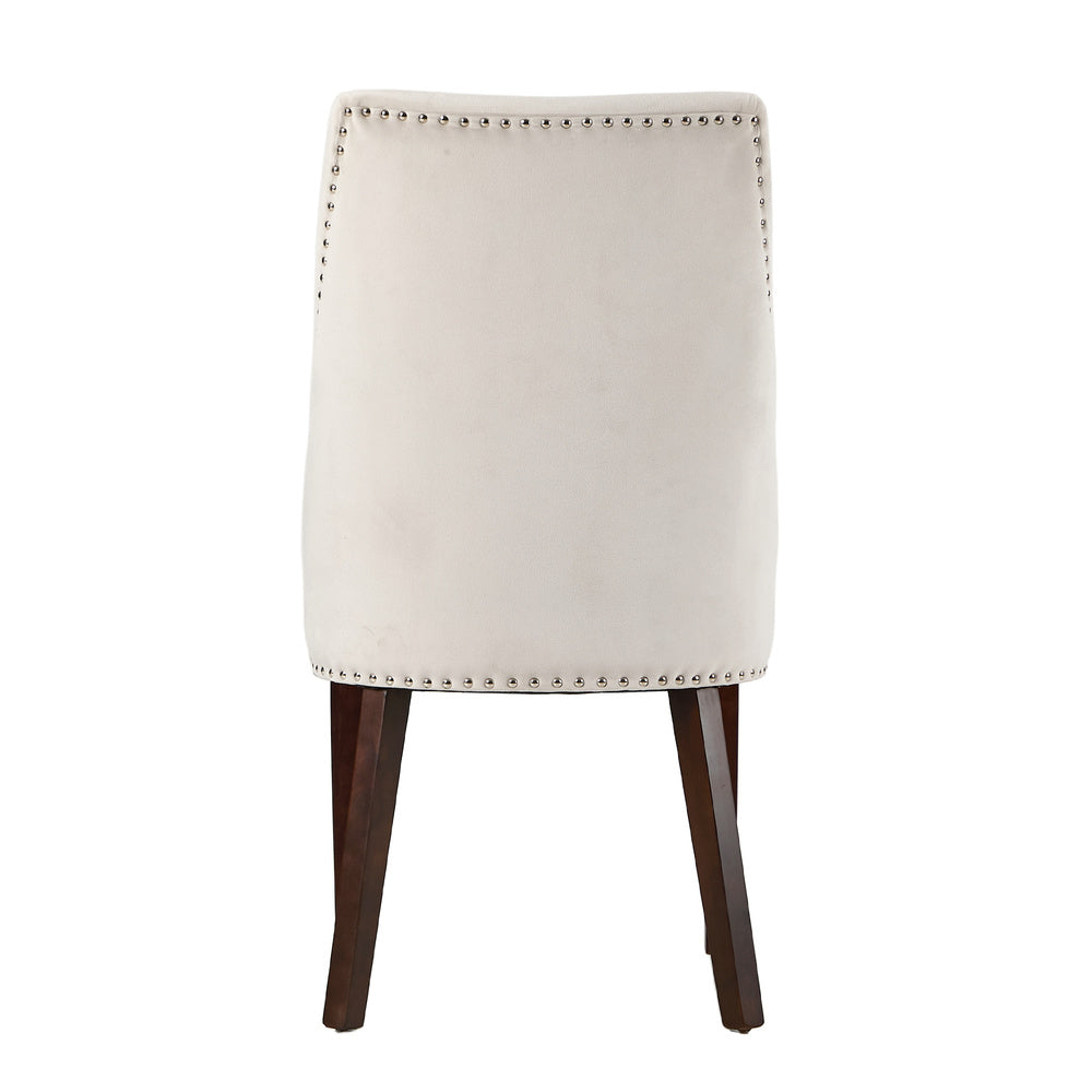 Oikiture 2PCs Velvet Dining Chair Kitchen Padded Seat Design Beige-Dining Chair-PEROZ Accessories