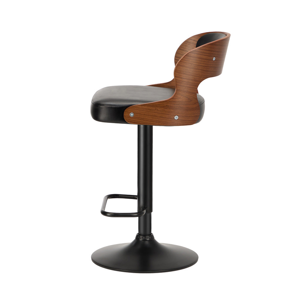 Oikiture 2X Bar Stools Kitchen Gas Lift Swivel Chairs Wooden Barstool-Bar Stool-PEROZ Accessories