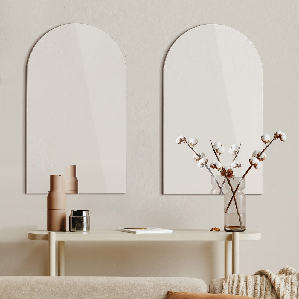 Oikiture 2X Wall Mirrors 86x50cm Arched Bathroom Frameless Mirror-Wall Mirror-PEROZ Accessories