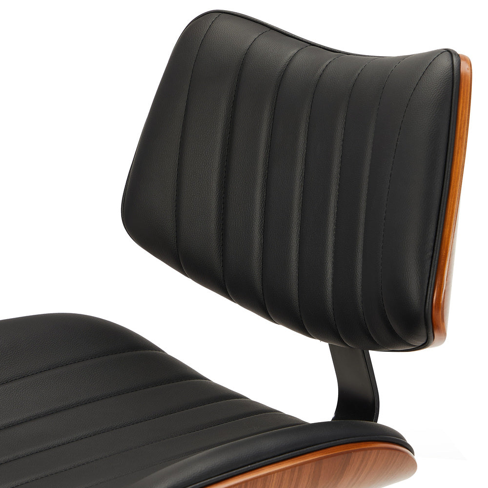 Oikiture 2x Bar Stool Kitchen Swivel Chair Wooden Leather Gas Lift Black-Bar Stool-PEROZ Accessories