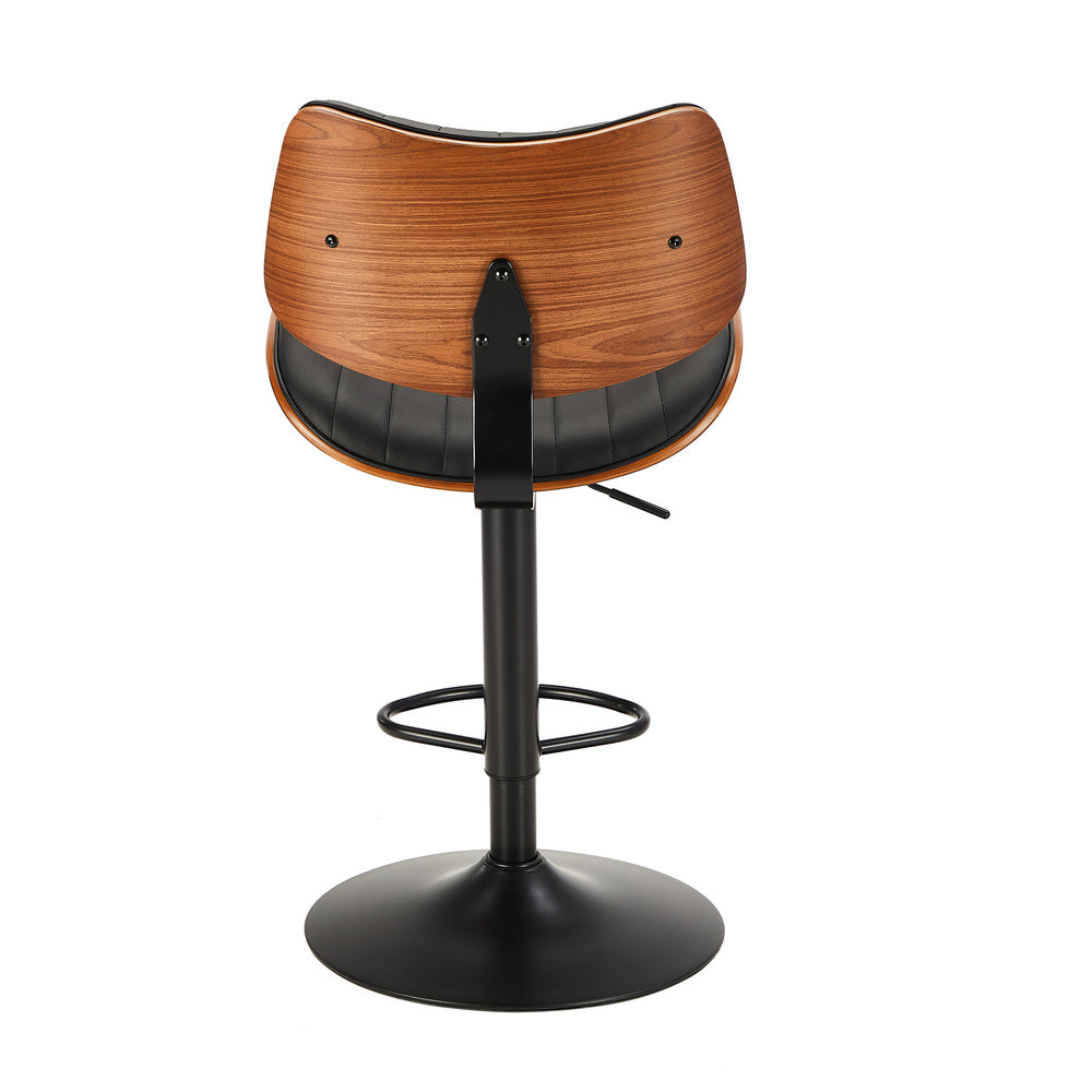 Oikiture 2x Bar Stool Kitchen Swivel Chair Wooden Leather Gas Lift Black-Bar Stool-PEROZ Accessories