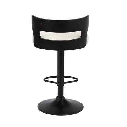 Oikiture 2x Bar Stools Gas Lift Swivel Chairs Wooden Boucle White-Bar Stool-PEROZ Accessories