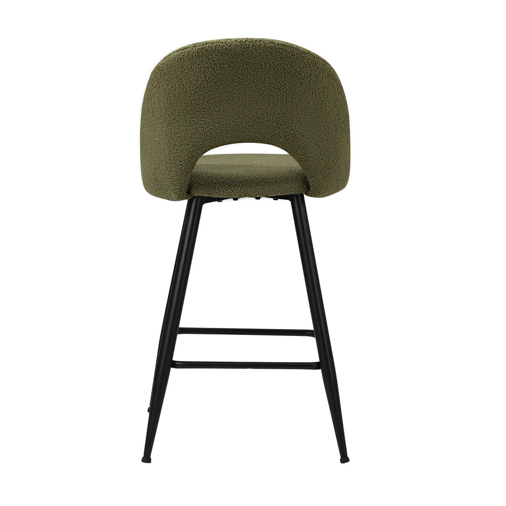 Oikiture 2x Bar Stools Kitchen Counter Stool Boucle Green HORN-Bar Stool-PEROZ Accessories