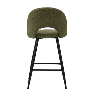 Oikiture 2x Bar Stools Kitchen Counter Stool Boucle Green HORN-Bar Stool-PEROZ Accessories