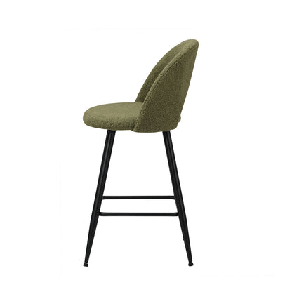 Oikiture 2x Bar Stools Kitchen Counter Stool Boucle Green HORN-Bar Stool-PEROZ Accessories