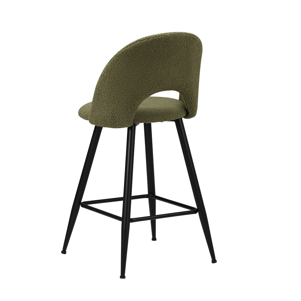 Oikiture 2x Bar Stools Kitchen Counter Stool Boucle Green HORN-Bar Stool-PEROZ Accessories