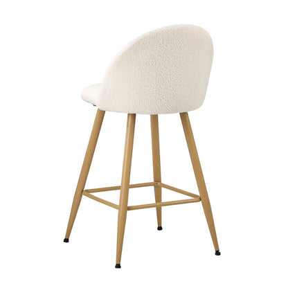 Oikiture 2x Bar Stools Kitchen Counter Stool Boucle Padded Stools-Bar Stool-PEROZ Accessories