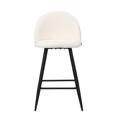 Oikiture 2x Bar Stools Kitchen Counter Stool White Boucle Padded-Bar Stool-PEROZ Accessories