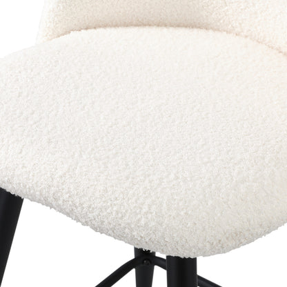 Oikiture 2x Bar Stools Kitchen Counter Stool White Boucle Padded-Bar Stool-PEROZ Accessories