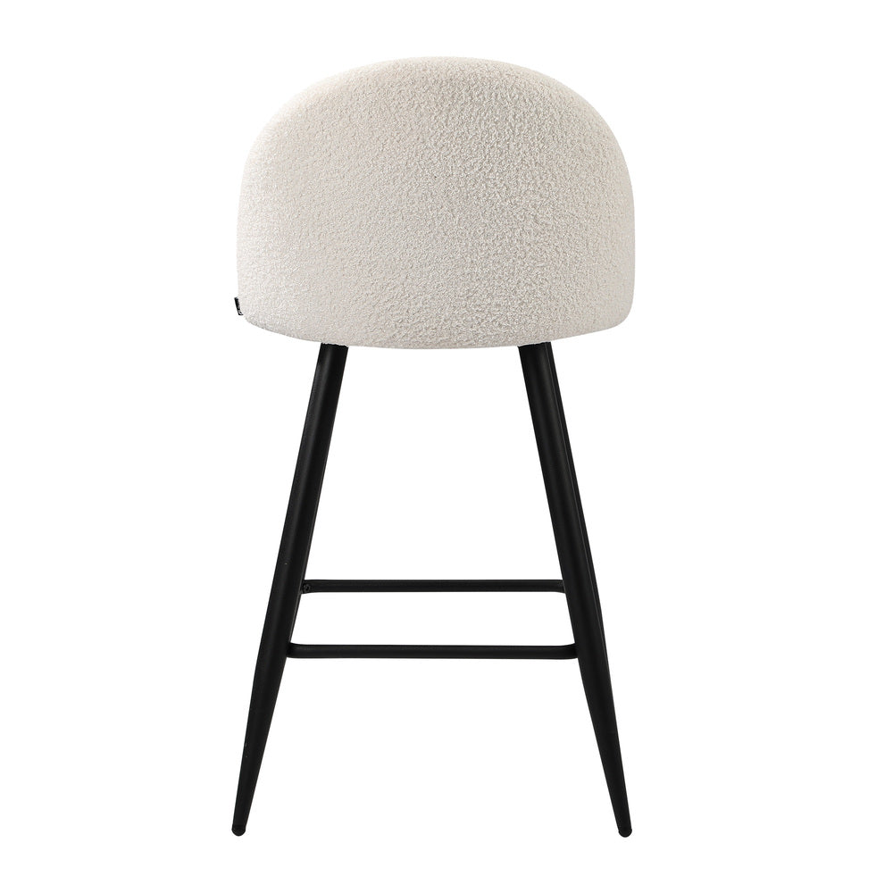 Oikiture 2x Bar Stools Kitchen Counter Stool White Boucle Padded-Bar Stool-PEROZ Accessories