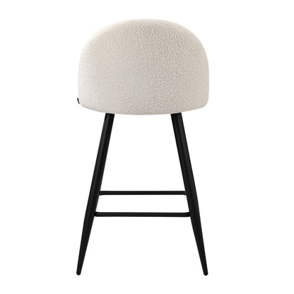 Oikiture 2x Bar Stools Kitchen Counter Stool White Boucle Padded-Bar Stool-PEROZ Accessories