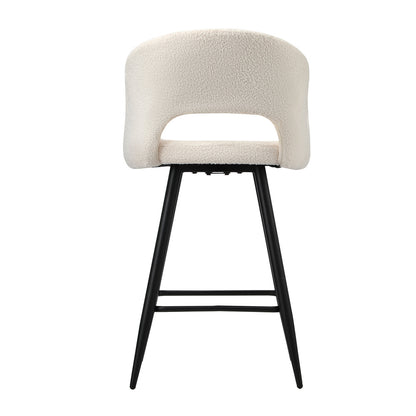 Oikiture 2x Bar Stools Kitchen Dining Chair Boucle White SURA-Bar Stool-PEROZ Accessories