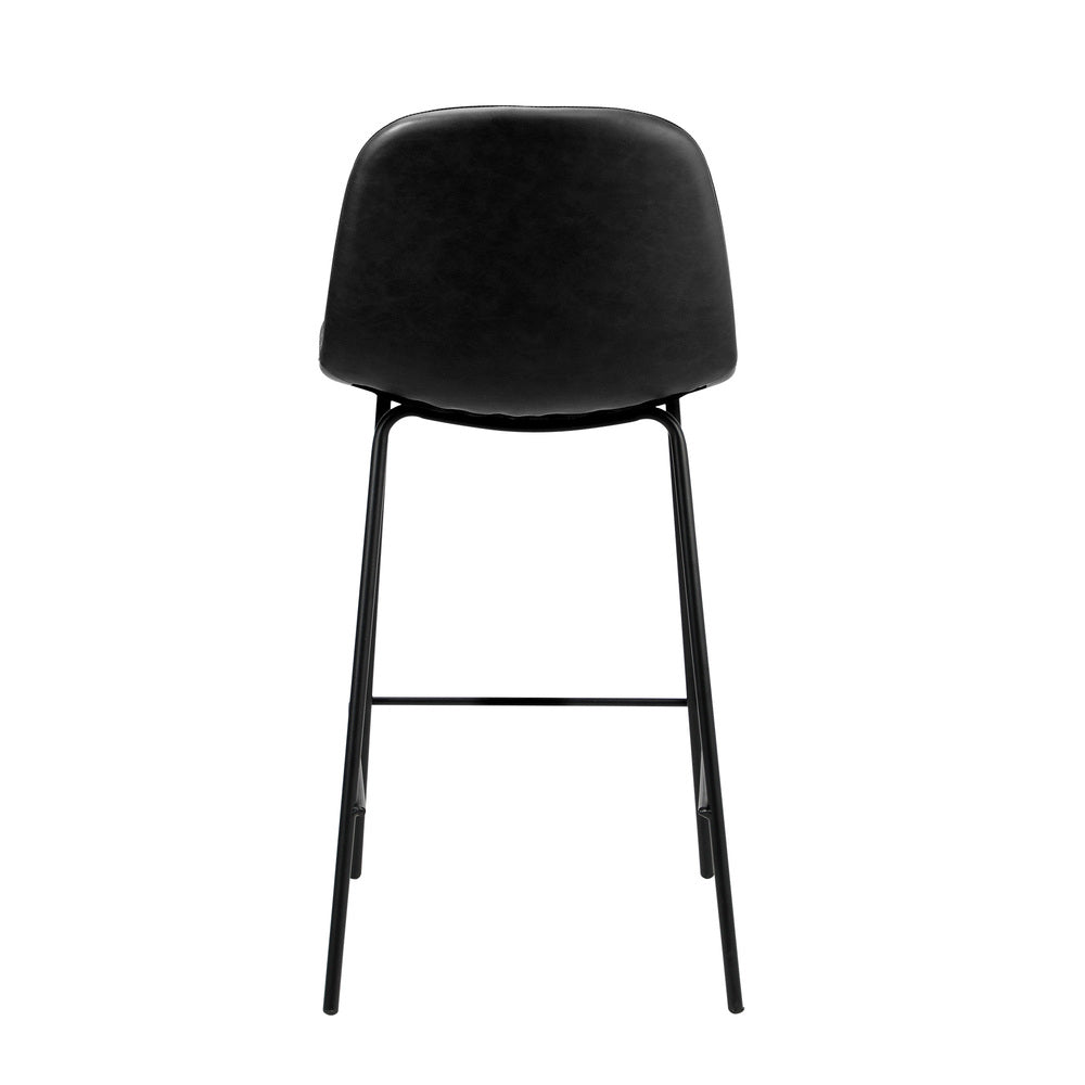 Oikiture 2x Bar Stools Kitchen Dining Chair PU Leather Black-Bar Stool-PEROZ Accessories