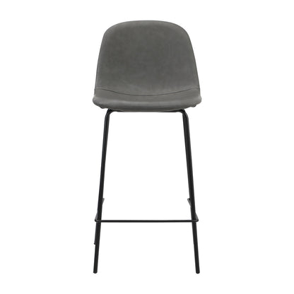 Oikiture 2x Bar Stools Kitchen Dining Chair PU Leather Grey-Bar Stool-PEROZ Accessories