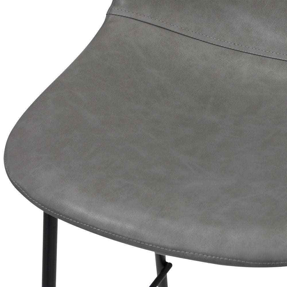 Oikiture 2x Bar Stools Kitchen Dining Chair PU Leather Grey-Bar Stool-PEROZ Accessories