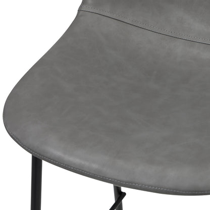 Oikiture 2x Bar Stools Kitchen Dining Chair PU Leather Grey-Bar Stool-PEROZ Accessories