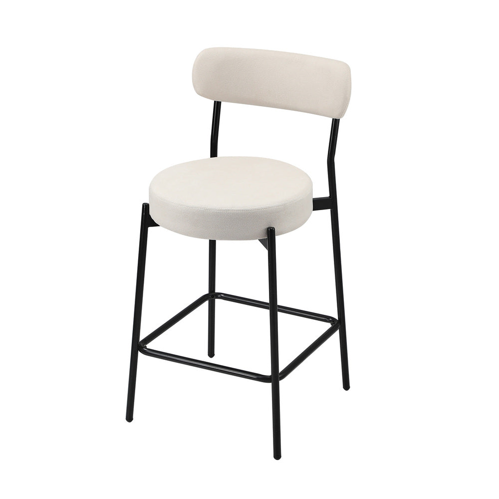 Oikiture 2x Bar Stools Polyester Linen Fabric Beige-Bar Stool-PEROZ Accessories