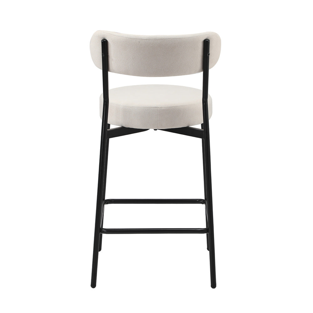 Oikiture 2x Bar Stools Polyester Linen Fabric Beige-Bar Stool-PEROZ Accessories