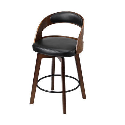 Oikiture 2x Bar Stools Swivel PU Leather Black-Bar Stool-PEROZ Accessories