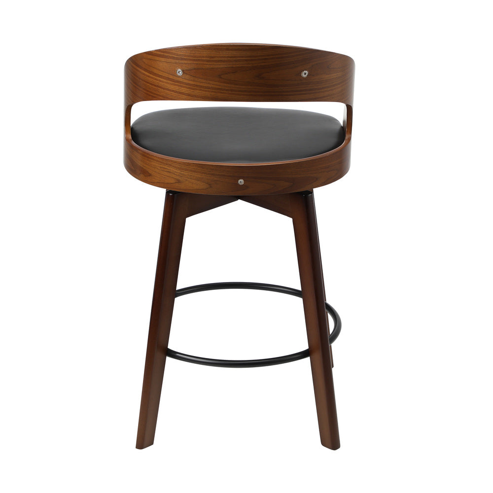 Oikiture 2x Bar Stools Swivel PU Leather Black-Bar Stool-PEROZ Accessories