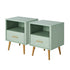 Oikiture 2x Bedside Table 1 Drawer Open Shelf Nightstand Green-Bedside Table-PEROZ Accessories