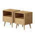 Oikiture 2x Bedside Table 1 Drawer Open Shelf Nightstand Natural-Bedside Table-PEROZ Accessories