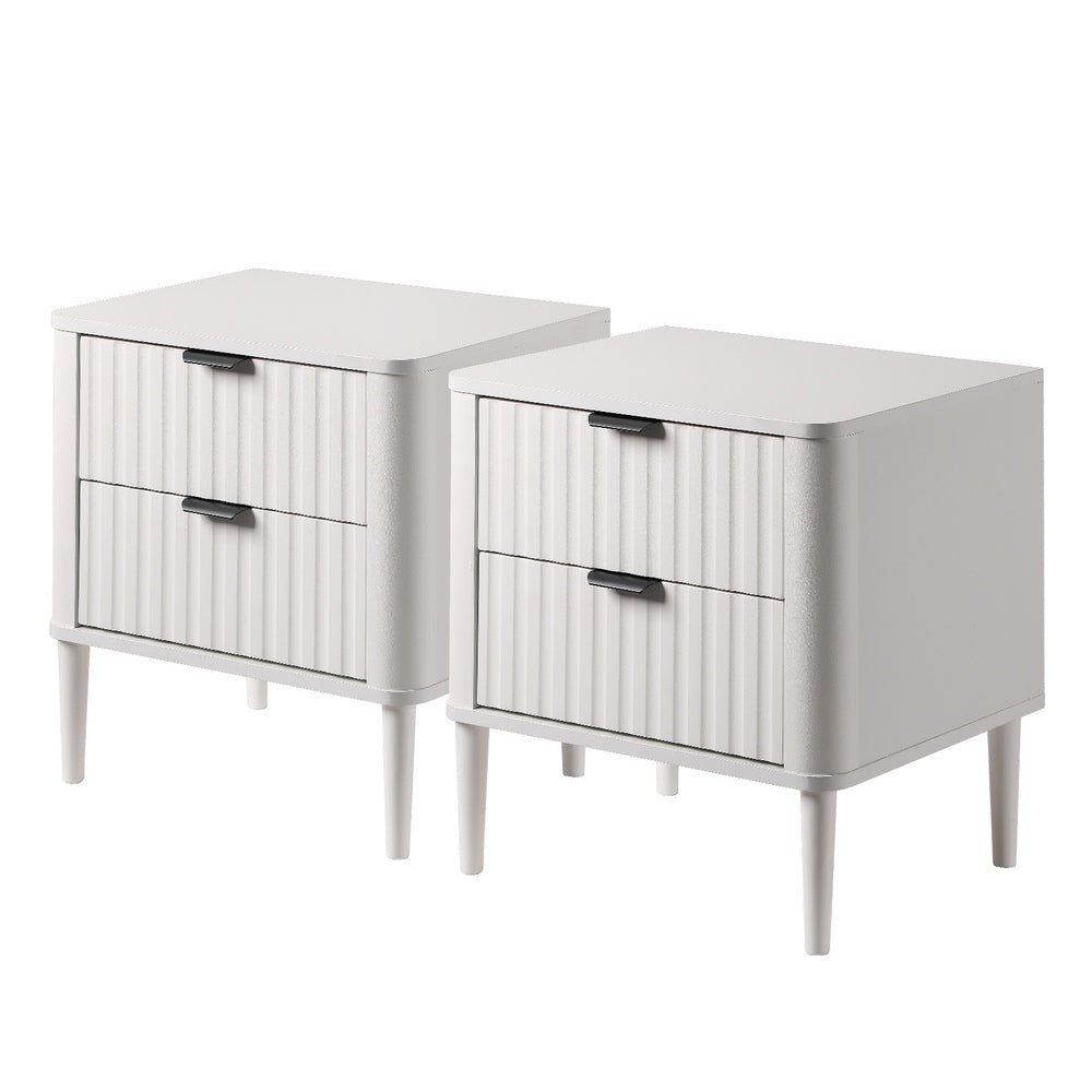 Oikiture 2x Bedside Table 2 Drawers Nightstand White-Bedside Table-PEROZ Accessories