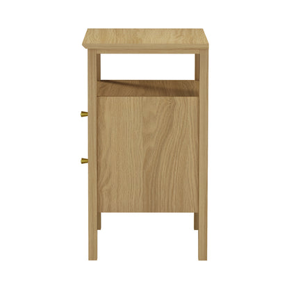 Oikiture 2x Bedside Table 2 Drawers Open Shelf Nightstand Natural-Bedside Tables-PEROZ Accessories