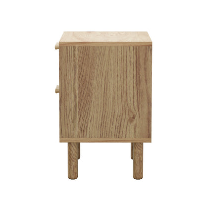 Oikiture 2x Bedside Table 2 Drawers Rattan Natural-Bedside Tables-PEROZ Accessories