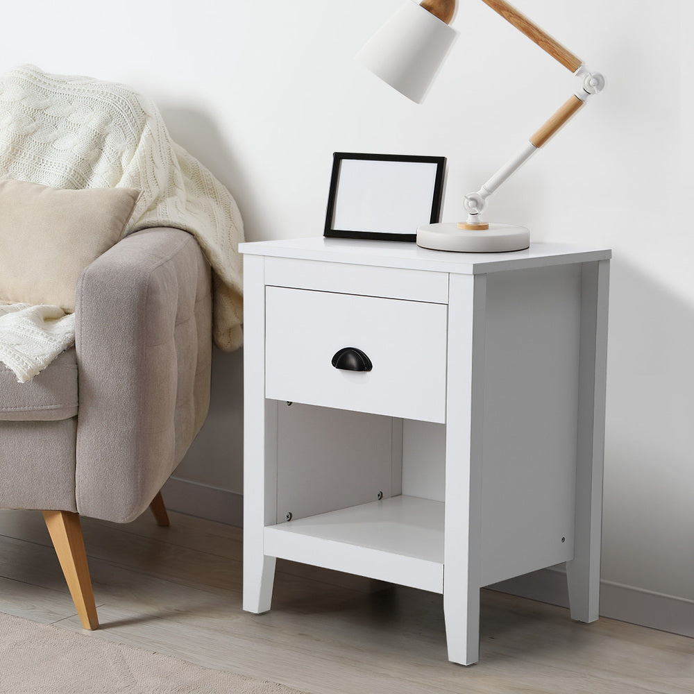 Oikiture 2x Bedside Table Nightstand Vintage-Bedside Tables-PEROZ Accessories
