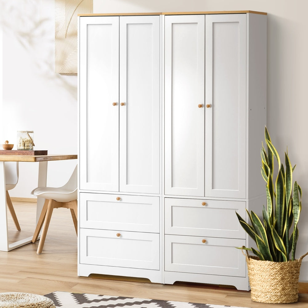 Oikiture 2x Buffet Sideboard Storage Cabinet Cupboard Hallway Wardrobe-Sideboard-PEROZ Accessories