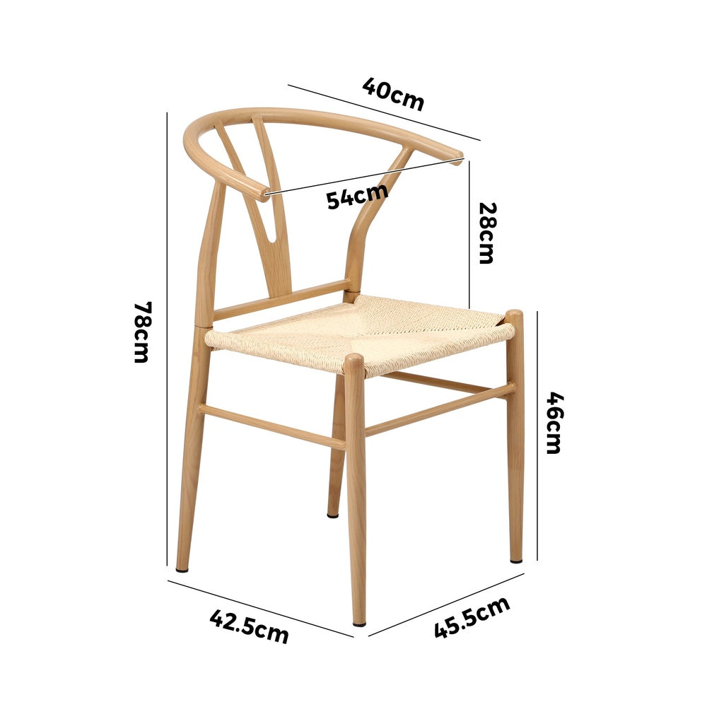 Oikiture 2x Dining Chair Metal Hans Wegner Chair Wishbone Beige-Dining Chair-PEROZ Accessories