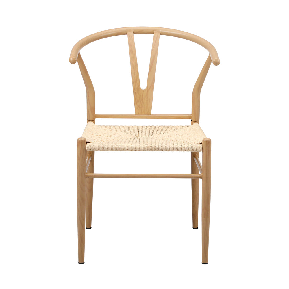 Oikiture 2x Dining Chair Metal Hans Wegner Chair Wishbone Beige-Dining Chair-PEROZ Accessories
