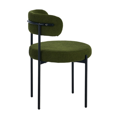 Oikiture 2x Dining Chair Round Boucle Seats Backrest Green-Dining Chair-PEROZ Accessories