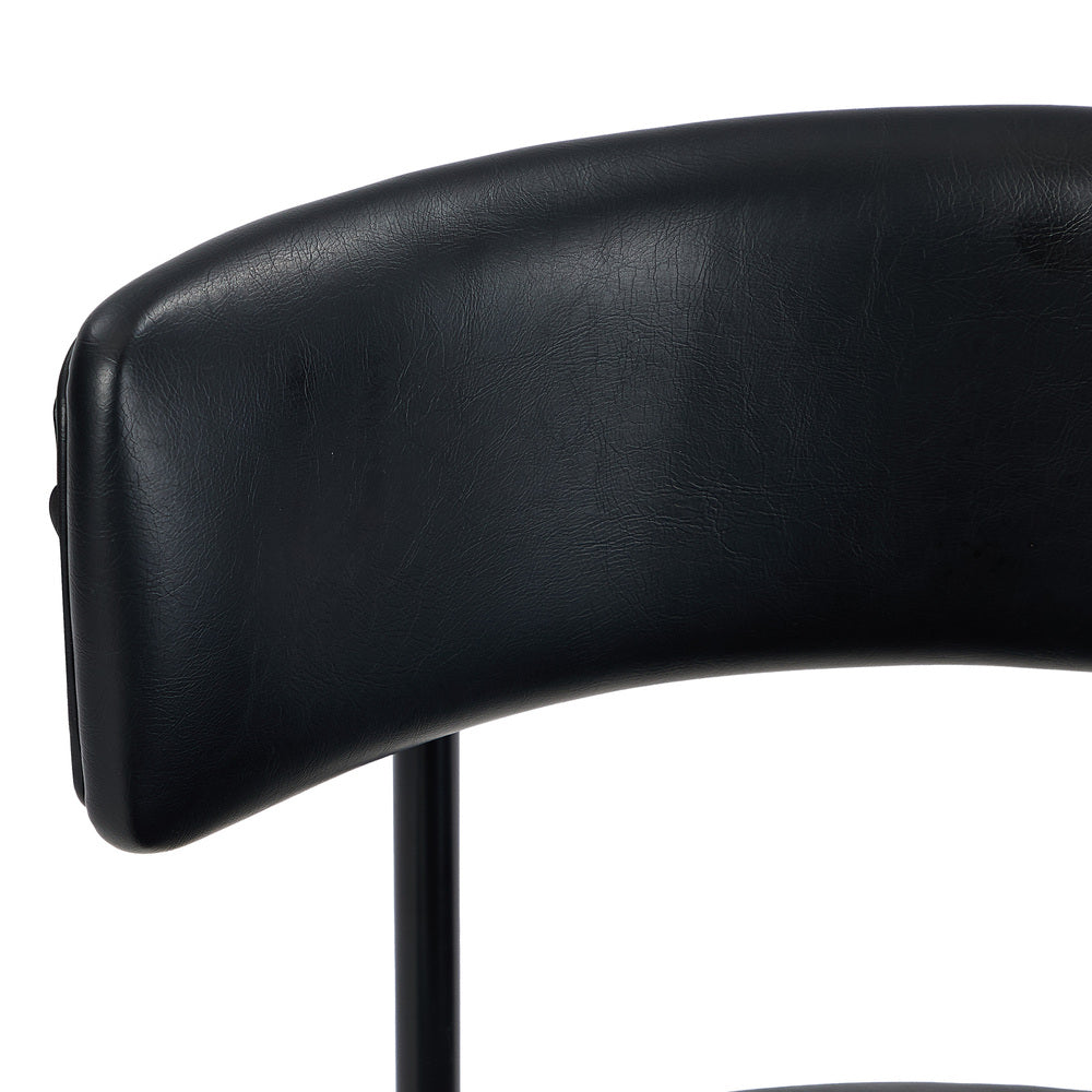 Oikiture 2x Dining Chair Round Leather Black-Dining Chair-PEROZ Accessories