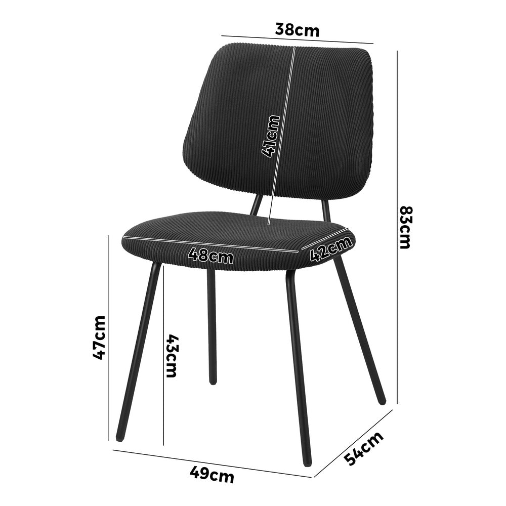 Oikiture 2x Dining Chair Vintage Retro Polyester Dark Grey-Dining Chair-PEROZ Accessories