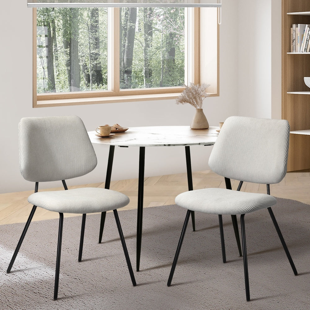 Oikiture 2x Dining Chair Vintage Retro Polyester White-Dining Chair-PEROZ Accessories