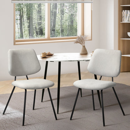 Oikiture 2x Dining Chair Vintage Retro Polyester White-Dining Chair-PEROZ Accessories