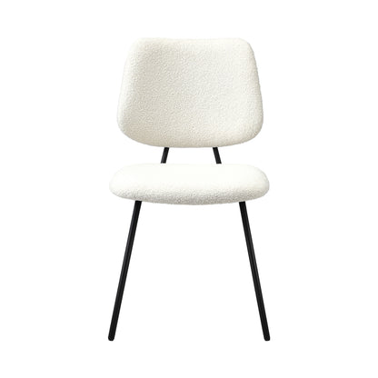Oikiture 2x Dining Chair Vintage Retro Sherpa White-Dining Chair-PEROZ Accessories
