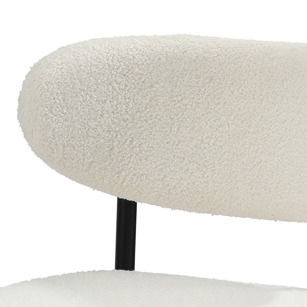 Oikiture 2x Dining Chairs Boucle Black and White-Dining Chair-PEROZ Accessories